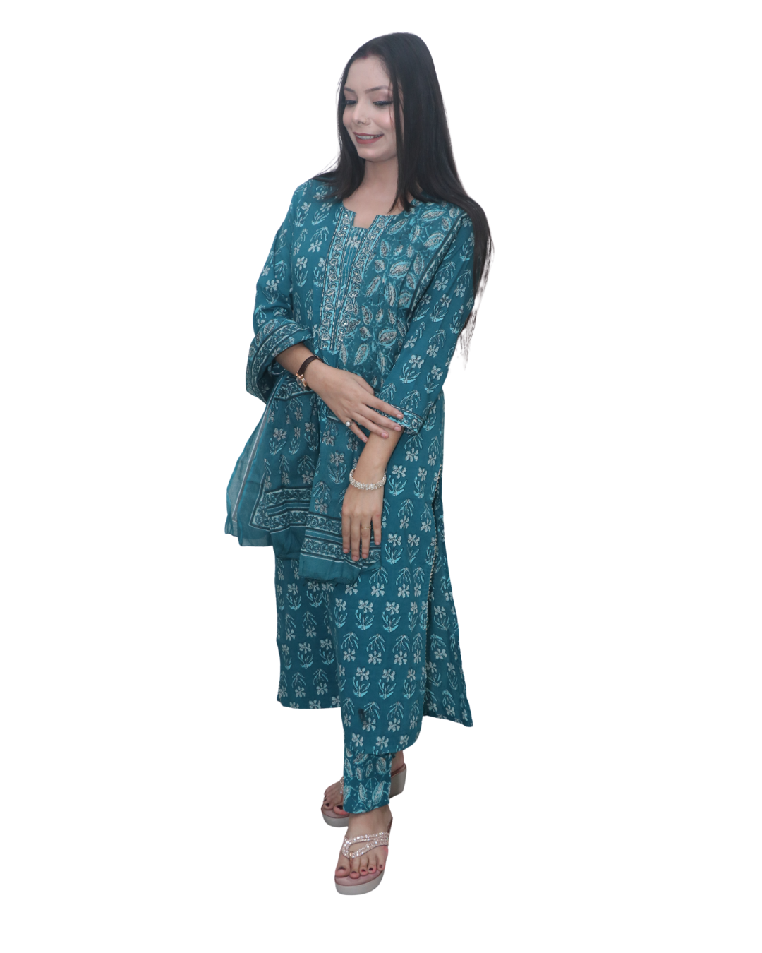 Fit Printed Kurti Pant Dupatta Set