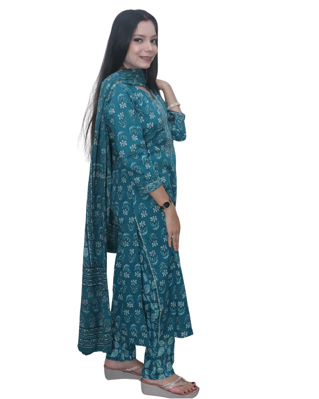 Fit Printed Kurti Pant Dupatta Set