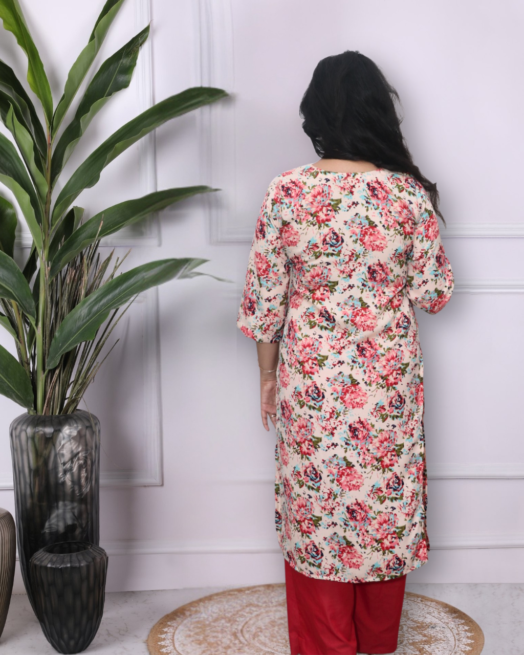 Double Georgette Multi Colored Floral  Pattern Kurti